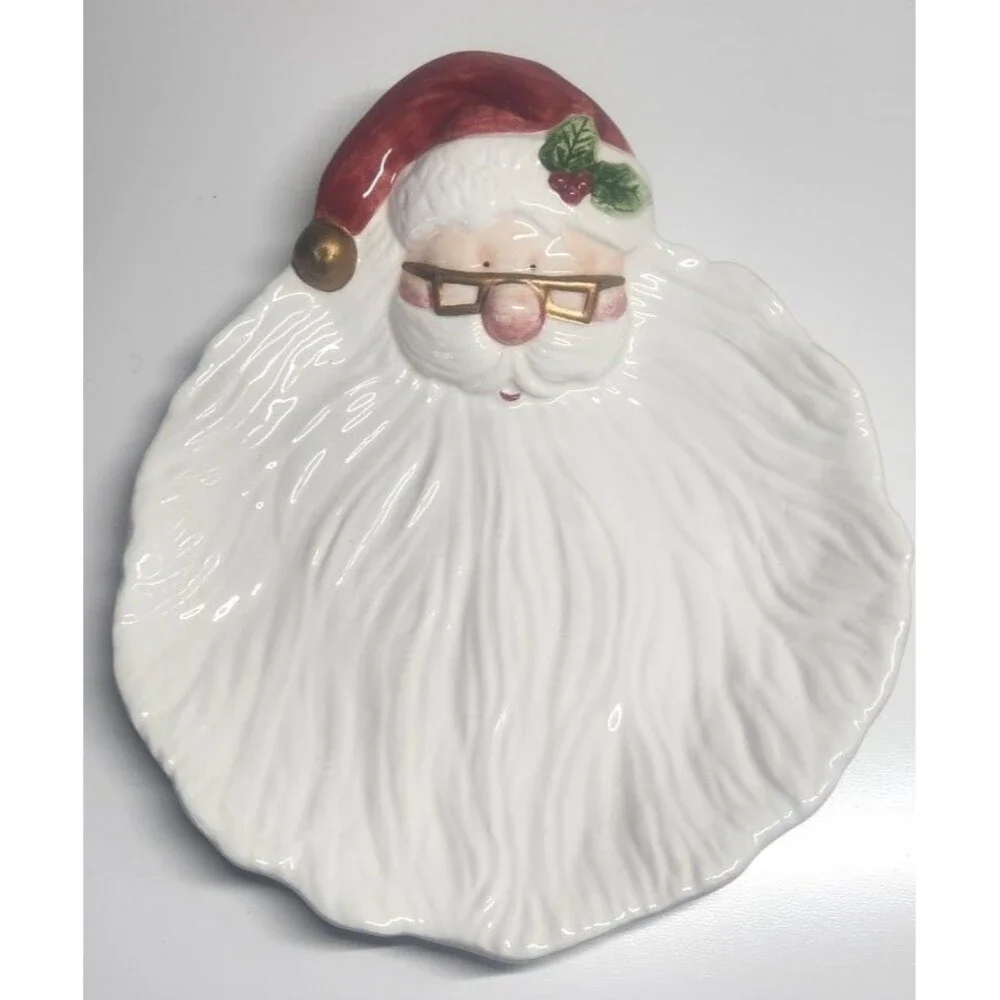 Vtg Fitz & Floyd Hand Painted Santa Claus Cookie/Christmas Holiday Plate 10